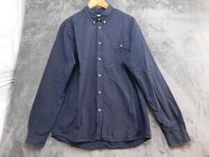 Cuisse De Grenouille Shirt Mens L Navy Cotton Long Sleeve Button Up Regular Fit